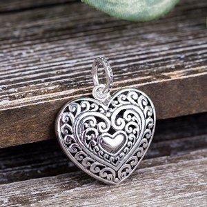 Willowbird Sterling Silver Filigree Heart Pendant with Chain